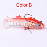 1 pcs 3D Eyes Lead Fishing Lures With Tail Soft Fishing Lure Double Hook Baits artificial bait jig wobblers rubber 76mm/15.7g