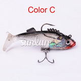 1 pcs 3D Eyes Lead Fishing Lures With Tail Soft Fishing Lure Double Hook Baits artificial bait jig wobblers rubber 76mm/15.7g