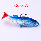 1 pcs 3D Eyes Lead Fishing Lures With Tail Soft Fishing Lure Double Hook Baits artificial bait jig wobblers rubber 76mm/15.7g
